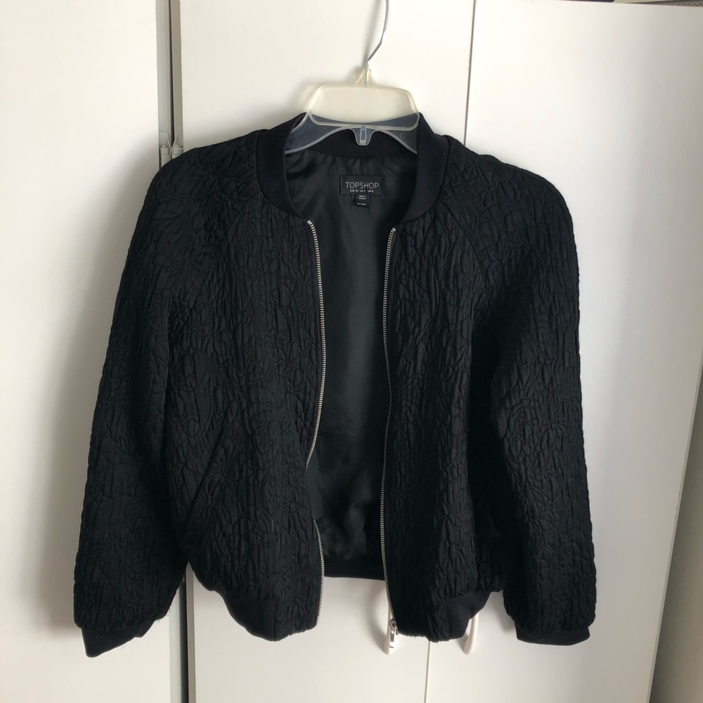 Topshop Black Bombed Jacket Size 2